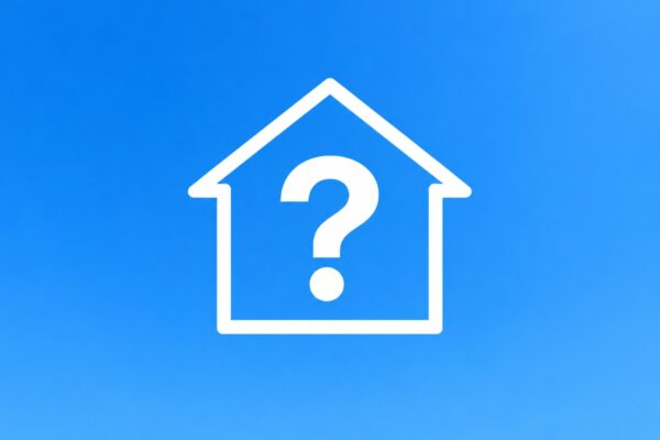 青空バックに家型アイコン。その真ん中に「？」マーク。
